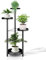 MATEPROX Scaffale Portapiante in Metallo a 4 Livelli, Interni ed Esterni, Supporto Dorato Portavasi Decorativo, per Soggiorno, Camera, Giardino e Balcone-Nero