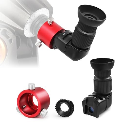 Astromania Rechtwinkliger Sucher für Kamera & Polarfernrohr, 1X/2,5-fache Vergrößerung im Lieferumfang enthalten, 6 Montageadapter mit Polar Scope Metalladapter, hervorragende Kombination für die