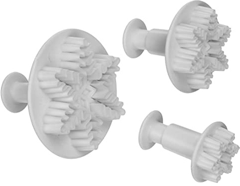 3PCS Fondant Cutter Mold,Snowflake Plunger Cutter Plastic Cookie Fondant Cutter Molds for Cake Topper Decorating Tools