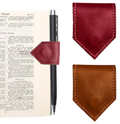 IKOPFLN 2 Pièces marque page cuir magnétiques en cuir support page livre rétro accessoires lecture faits à la main clip de marqueur de page Peut être utilisé comme porte-stylo pour tenir le stylo