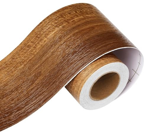 LACHEERY 7.6cm x 1500cm Bordi per Carta da Parati Legno Marrone Progressivo Bordi Adesivi per Pareti Muro Impermeabile per Specchio Porta Cucina Pellicola Adesiva per Mobili Legno Marrone Scuro