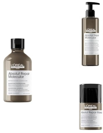 Absolut Repair Molecular Pflege-Trio für stark strukturgeschädigtes Haar, Shampoo 300ml, Rinse-Off Serum 250ml und Leave-In 50ml