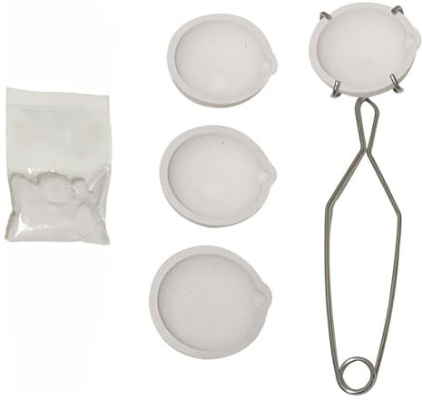 Rfeeuubft 4 Pièces Bol à Creuset en Céramique à Quartz pour Faire Fondre, L'Argent, le Cuivre, le Fouet, les Pinces, le Manche et 20 G de Borax