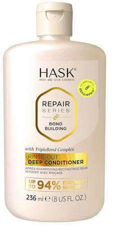 HASK Bond Building Rinse-Out Deep Conditioner mit Triple Bond Complex & Arganöl, repariert Schäden, erweicht, fügt Feuchtigkeit hinzu, Sulfatfrei, Tierversuchsfrei, Farbsicher - 236ml