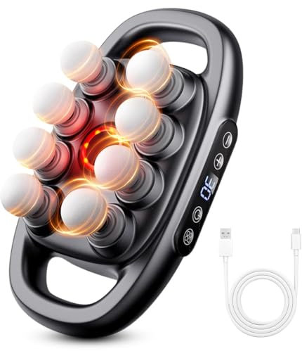 Pistola de masaje de 8 cabezas para tejidos profundos, masaje pistola con 30 niveles y 3 modos, pistola de masaje muscular, para aliviar el dolor de espalda, piernas, cuerpo