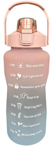 NexusGlow 2L Water Bottle with Straw, Plastic Drinks Bottle Leakproof with Time Marker, Lock Cover Design Water bottles Motivational for Fitness School Sports Gym Outdoor Sports Cycling (pink)