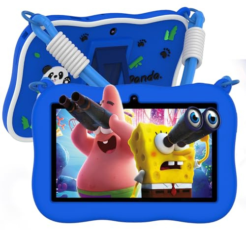 VASOUN Tablet per bambini da 7 pollici con cordino, Android 13 con tablet da 32 GB, WiFi, doppia fotocamera, limiti di tempo, filtri di età, controllo genitori, software per bambini preinstallato con