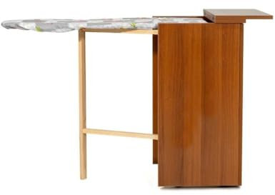 Bügeltisch mit Türen und Rollen Farbe Nussbaum 55x82H cm - Nadia