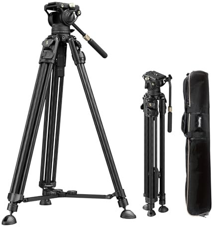 SMALLRIG AD-50Max Heavy Duty Video Tripod, 68.5 Carbon Fiber Lightweight Tripod with FreeSpeed One-Step Height Adjustment, Fluid Head, Dual-Mode QR Plate, Load up to 17.6lb - 5201