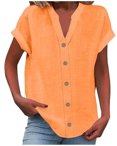 Blouse Femme Ronde Soldes Pull Manches 3/4 Femme Chemisier Col Mao pour VêTements Chic Tee Shirts Allaitement Chinois en Soie Tunique De Fete Octobre Rose V T Coloré Chemise Lin Coton Courtes