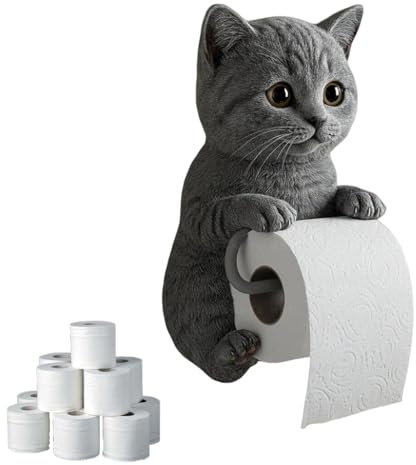 Porte-Papier Toilette en Forme de Chat, Porte Rouleau Papier Toilette Mural Accessoires de Salle de Bain pour Salle de Bain et Cuisine, 22x16x12cm