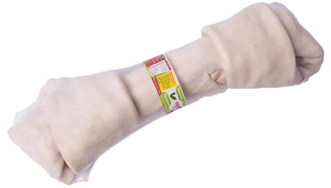 Premium Kauknochen für alle Hunde – Kalbshaut Kausnack zur Zahnpflege & Beschäftigung – Natürlich & fettarm (S/10-12,7cm, Natur)