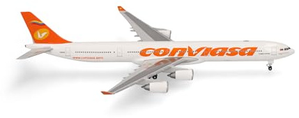 Herpa Aircraft model Conviasa Airbus A340-600, miniature scale 1:500, collectible, aircraft model without stand, metal