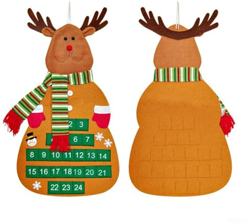 GLFLOW Weihnachtsbaum Adventskalender Filz Wandbehang mit Weihnachtsmann-Thema, hergestellt aus Stoff für saisonale Dekoration (D)