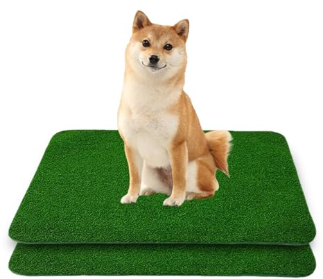 2PCS Artificial Grass Mat for Puppy 46 x 36 cm, Dog Potty Training Turf Washable Artificial Turf Pet Pee Mat Reusable Fake Grass Replacement Pad for Small Dogs