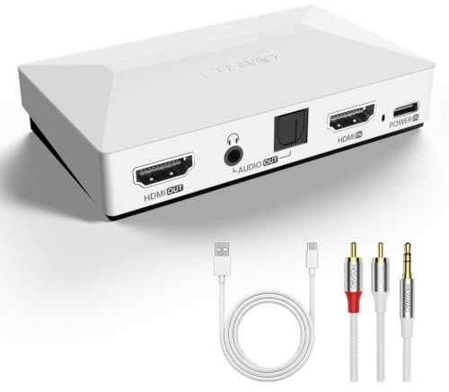 MOSWAG HDMI Audio Extractor, 4K@60Hz 1080P@120Hz, D-olby HDR Digital Decoder, SPDIF 5.1CH 3.5mm RCA Audio Output, Compatible with Game Console, Home Theater, Projector, Blu-ray & TV Box