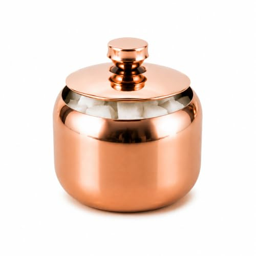 Salt Sugar Pot Bowl with Lid 10.55oz for Coffee Bar Table Kitchen Rose Gold | Stainless Steel Sugar Holder Container, for Kitchen Home Seasoning Sugar Salt