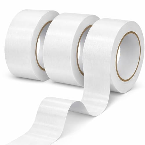 Gudui 3 Rolls White Duct Tape 50mm x 40m Gaffer Tape Waterproof Strong Adhesive Cloth Tape, Heavy Duty Duct Tape for Indoor Outdoor Repairing Fastening Bundling DIY