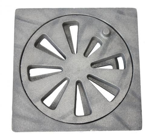 FIREFIX 1502/6 Rüttelrost aus Guss, rund ø 190 mm, inklusive rechteckige Auflage, 25 mm Materialstärke, 210 x 210 mm (Breite x Tiefe), Schwarz