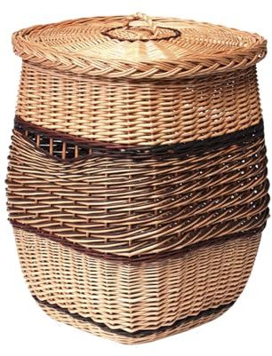 e-wicker24 Alles aus Weide Wäschekorb aus Weide Aufbewahrungskorb Badezimmerkorb geflochten (50x50 H63, Natur)