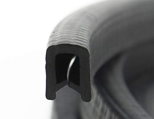 SMI-Kantenschutzprofil KS1-4S-EPDM für 1-4mm EPDM mit Stahleinlage Schwarz selbstklemmend ohne Kleber - Kantenschutz, Kederprofil, Kantenprofil, Kantenschutzleiste für Autotüren, Bleche (10 m)