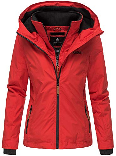 MARIKOO Damen Übergangsjacke Outdoor Regenjacke Fleece Jacke Gefüttert Kapuze XS - XXL ERDBEERE