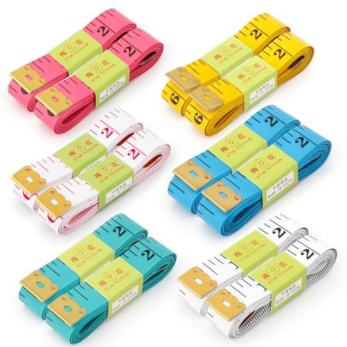 150 CM 60 Inches Double Scale Soft Tape Measure Flexible Ruler for Measuring Weight Loss Medical Body Measurement Sewing Tailor Dressmaker Cloth Ruler with Accurate Measurements 12 Pack