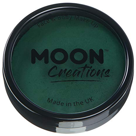 Moon Creations Pro Gesichts- und Körper-Make-up, professionelle Farbfarben-Kuchentöpfe für Gesichtsfarbe, Kostüme, Feste, Halloween für Kinder, Erwachsene (Dunkelgrün, 36 g)