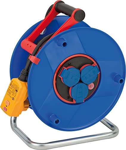 Brennenstuhl Garant Bretec FI IP44 Kabeltrommel (25m Kabel in schwarz, mit Personenschutzstecker, für den ständigen Einsatz im Außenbereich, Made in Germany)