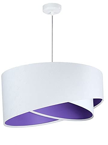 Licht-Erlebnisse Stoff Pendelleuchte Lila Weiß Ø50cm modernes Design Hängelampe Schlafzimmer Wohnzimmer BRANDO