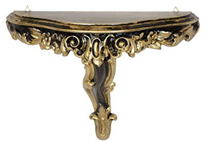 Idea Casa Louis XVI Étagère console noire et or imitation vintage en style baroque 31 x 21 cm