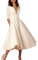 ORANDESIGNE Damen Cocktailkleid Elegantes Vintage Kleid V Ausschnitt 3/4 Ärmel Midikleid Partykleid A-Linie Abendkleid Faltenrock Weiß 44