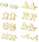 Amaxer Minimal Edelstahl Ohrstecker Deco Art Wissenschaft Mathe Kosmos Astronomie Schmuck für Frauen Damen (Gold, 8 Paare Mathe-Symbol)