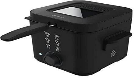 Cecotec Freidora Eléctrica CleanFry Infinity 1500 Black. 900W, Capacidad 1,5 L, Filtro OilCleaner, Cubeta Antiadherente, Tapa con Filtro y Ventana de Control, Lacado en Negro