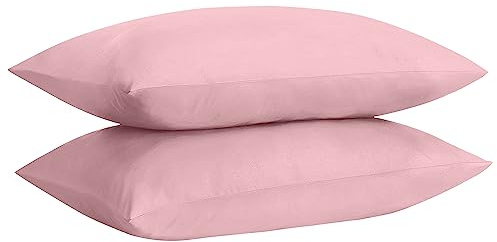 HOME ACE Non Iron Percale Standard Pillowcases 2 Pack Pink, 180 Thread Count 100% Poly Cotton Housewife Pillow Cases 50 x 75CM
