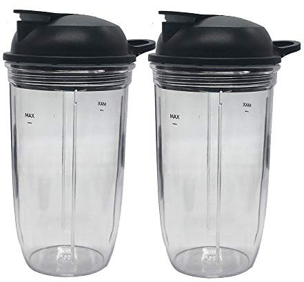 Replacement juicer personal jar 18oz cup to go lid（Pack of 2pcs) Compatible with NutriBullet Blender Combo（ZNBF30400Z/ZNBF30500Z）/Select Blender 1200（NB07200-1210） /PRO 1000 Blender