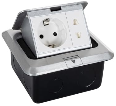 LEDKIA LIGHTING Mehrfachsteckdose Einbau 1 Sockel Typ F + 1xT8 Silber$