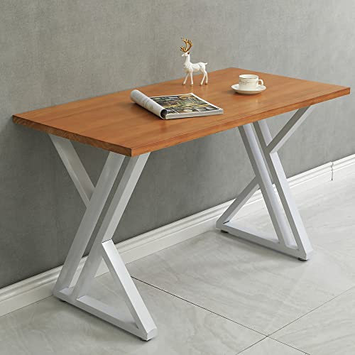 HEONITURE Lot de 2 pieds de table modernes en métal industriel blanc de 71,1 cm de haut, base de bureau, banc en fer forgé, table de nuit, bureau de 71,1 cm, forme triangulaire à faire soi-même (1 lot