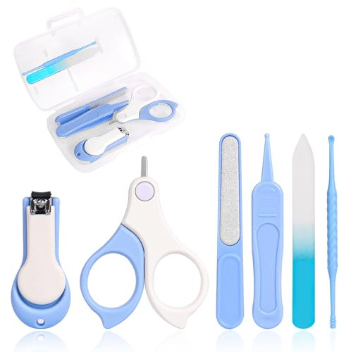 Vicloon Babypflege Set, 6-in-1 Baby Nagelpflegeset Neugeborene mit Baby Nagelknipser, Nagelschere, Nagelfeile*2, Pinzette, Ohrenreiniger und Box (Blau)