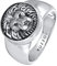 Kuzzoi Siegelring Herrenring rund, massiv 15 mm breit in 925 Sterling Silber, Biker Ring oxidiert mit Löwenkopf, Retro Symbol Ring für Männer, Ringgröße 64