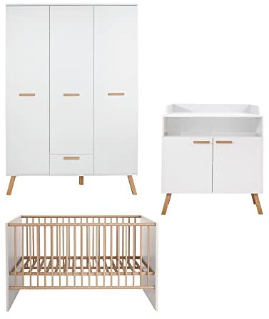 trendteam smart living - 3-teilige Babyzimmerkombination Babyzimmermöbel - Babyzimmer - Mats - Farbe Weiß - 197660501