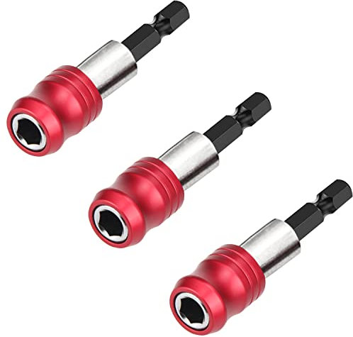 Magnetic Drill Bit Holder Hex Shank 60mm 3 Pack Red, Mellbree Screwdriver Impact Drill Bit Holder Quick Release 1/4 Hex Shank Drill Bits Fit Bosch Makita Milwaukee Dewalt etc