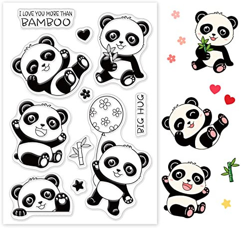 GLOBLELAND Panda Transparente Silikonstempel Bambus Klare Stamps Tiere Silikonstempel Für Kartengestaltung DIY Prägung Journaling