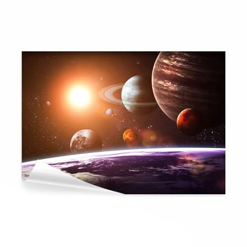 decomonkey Fototapete selbstklebend Weltall, 147x105 cm, Weltraum Universum | Erde, Sonne, Planeten, Kosmos, Selbstklebende, Tapeten, Wand, Fototapeten, Tapete, Wandtapete, klebend, Klebefolie, Deko