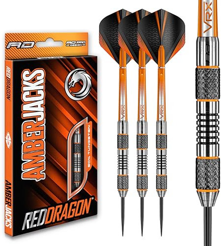 RED DRAGON Darts – Amberjack 5 Serie 22g Stahlspitze Dart-Set mit Dart Flüge und Dart Schäften