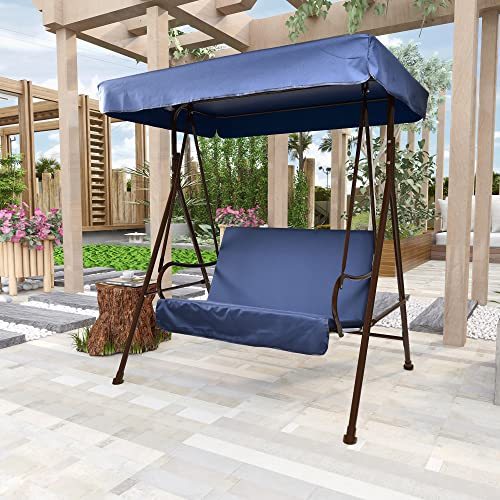 Hollywoodschaukel 2-Sitzer mit Dach Polster Outdoor Balkon Terrasse Garten Schaukel Schaukelbank 100 cm (Blau)