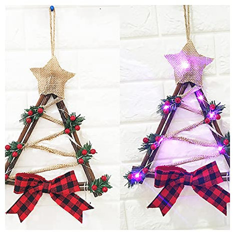 JSSEVN Künstlicher Weihnachtskranz für Haustür, Weihnachtskranz mit roter Schleife, rote und goldene Weihnachtskugel, Blumen, für Wand, Kamin, Schaufenster und Weihnachtsbaumschmuck 30 * 24 cm B