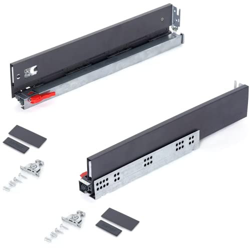 Corredores de cajón de cocina de cierre suave a presión para abrir – Montaje lateral ultra delgado – Extensión completa – Capacidad de carga de hasta 40 kg