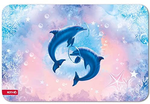 ROTH Schreib- und Malunterlagen aus Kunstleder Delfine - 59 x 39 cm mit Anti-Rutsch-Beschichtung - Delfin Tischmatte