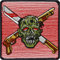 EXPRESS-STICKEREI Skull Patch | Pirate iron-on patch for all fabrics & leather | Skull head sticker for clothing and leather | Zombie hunter badge halloween accessory emblem | 75x75 mm